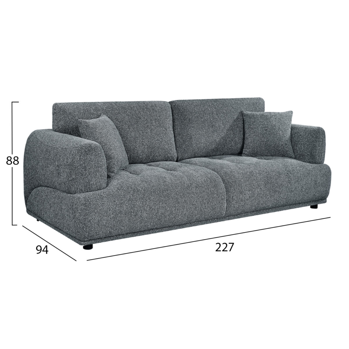 ΚΑΝΑΠΕΣ 3-ΘΕΣΙΟΣ STRUCTO LH10.3329.01 ΓΚΡΙ ΥΦΑΣΜΑ 227x94x88Υεκ. - Image 2