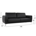 ΚΑΝΑΠΕΣ 3ΘΕΣΙΟΣ KENZIE LH10.3121.31 ΜΕ ΜΑΥΡΟ PU 190x81x81 εκ. - Image 2