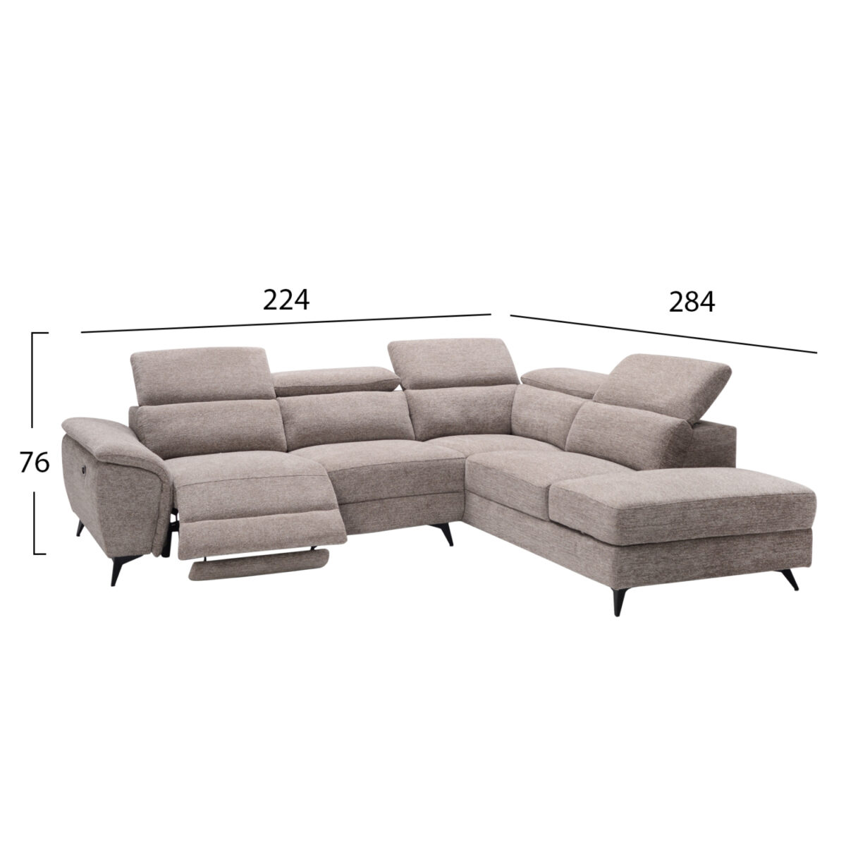 ΚΑΝΑΠΕΣ ΑΡΙΣΤΕΡΗ ΓΩΝΙΑ-ΑΝΑΚΛΙΣΗ & ΑΠΟΘ.ΧΩΡΟΣ-RESTRO LH10.3339.02L ΜΠΕΖ ΥΦΑΣΜΑ 290x220x80Υεκ - Image 2