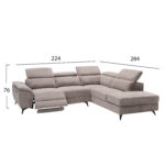 ΚΑΝΑΠΕΣ ΑΡΙΣΤΕΡΗ ΓΩΝΙΑ-ΑΝΑΚΛΙΣΗ & ΑΠΟΘ.ΧΩΡΟΣ-RESTRO LH10.3339.02L ΜΠΕΖ ΥΦΑΣΜΑ 290x220x80Υεκ - Image 2