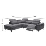 ΚΑΝΑΠΕΣ ΑΡΙΣΤΕΡΗ ΓΩΝΙΑ-ΑΝΑΚΛΙΣΗ & ΑΠΟΘ.ΧΩΡΟΣ-RESTRO LH10.3339.01L ΓΚΡΙ ΥΦΑΣΜΑ 284x224x76Υεκ - Image 2