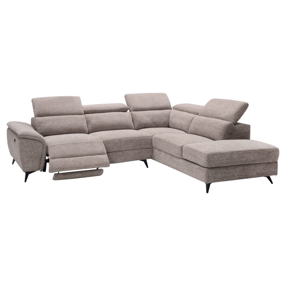 ΚΑΝΑΠΕΣ ΔΕΞΙΑ ΓΩΝΙΑ-ΑΝΑΚΛΙΣΗ & ΑΠΟΘ.ΧΩΡΟΣ-RESTRO LH10.3339.02R ΜΠΕΖ ΥΦΑΣΜΑ 284x224x76Υ - Image 1