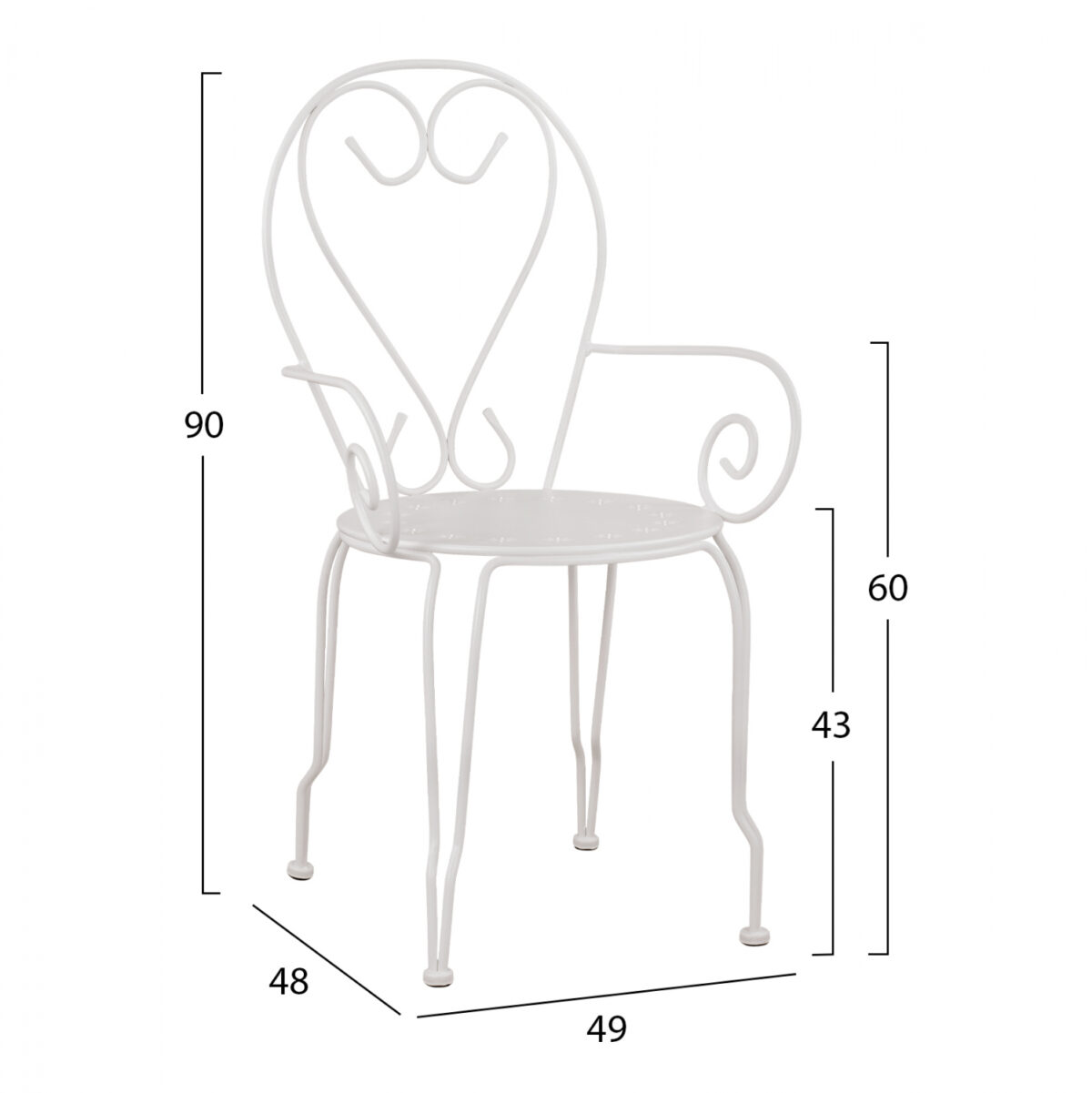 ΚΑΡΕΚΛΑ ΠΟΛΥΘΡΟΝΑ ΜΕΤΑΛΛΙΚΗ AMORE ΛΕΥΚΗ LH10.5008.12 49x48x90 εκ. - Image 2