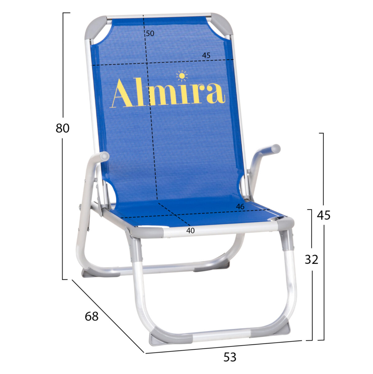 ΚΑΡΕΚΛΑΚΙ ΠΑΡΑΛΙΑΣ ΑΛΟΥΜΙΝΙΟΥ ΒΑΡ.ΤΥΠΟΥ ΥΠΕΡΥΨΩΜΕΝΟ ALMIRA LH10.6431.01 ΜΠΛΕ 53x68x80Υεκ - Image 2