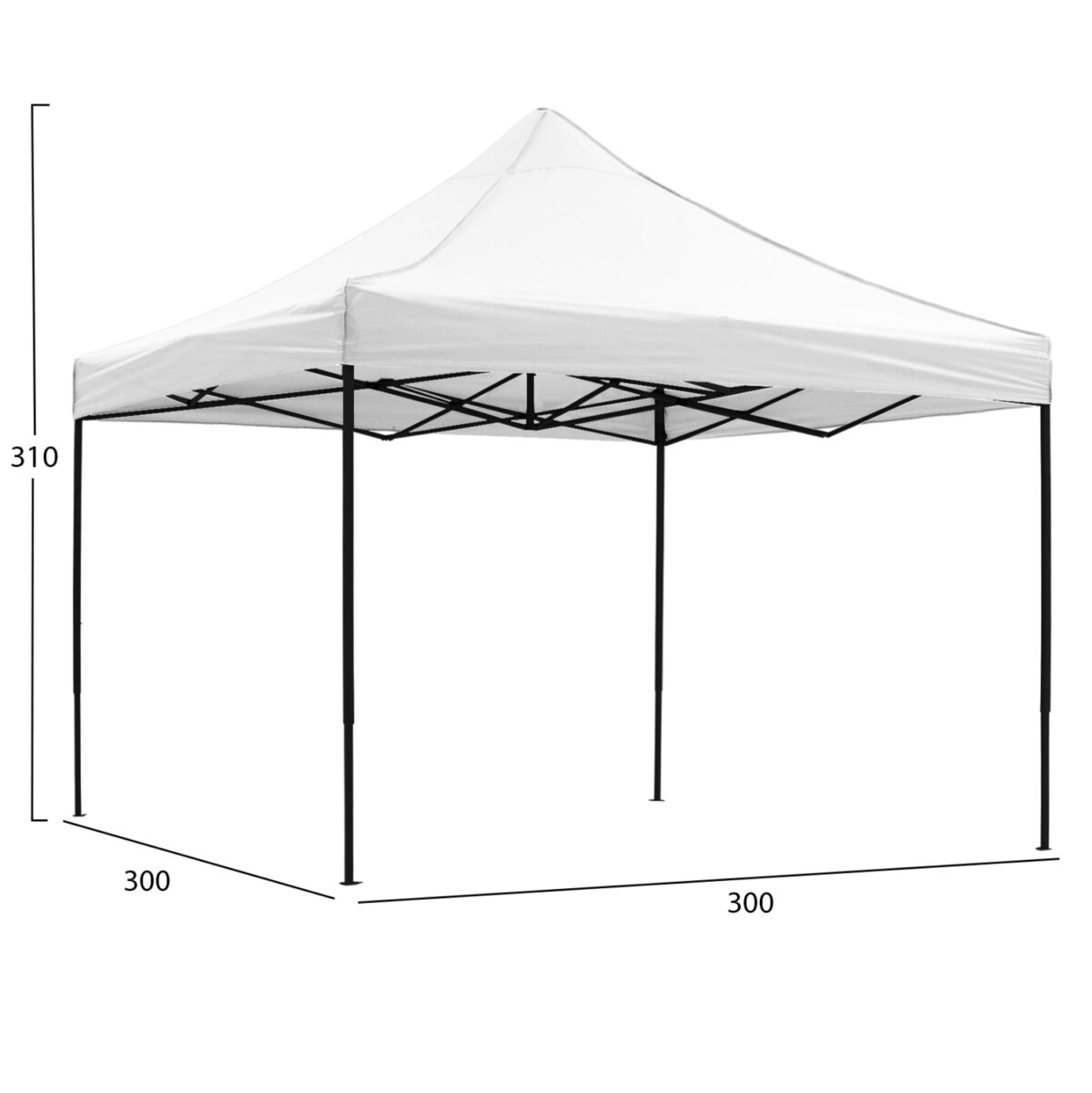 ΚΙΟΣΚΙ/GAZEBO MATTHEW LH10.6310 ΠΤΥΣΣΟΜΕΝΟ-ΣΚΕΛΕΤΟΣ ΜΕΤΑΛ.ΜΑΥΡΟΣ-ΛΕΥΚΟ ΥΦΑΣΜΑ 3x3x3,10Yμ - Image 2
