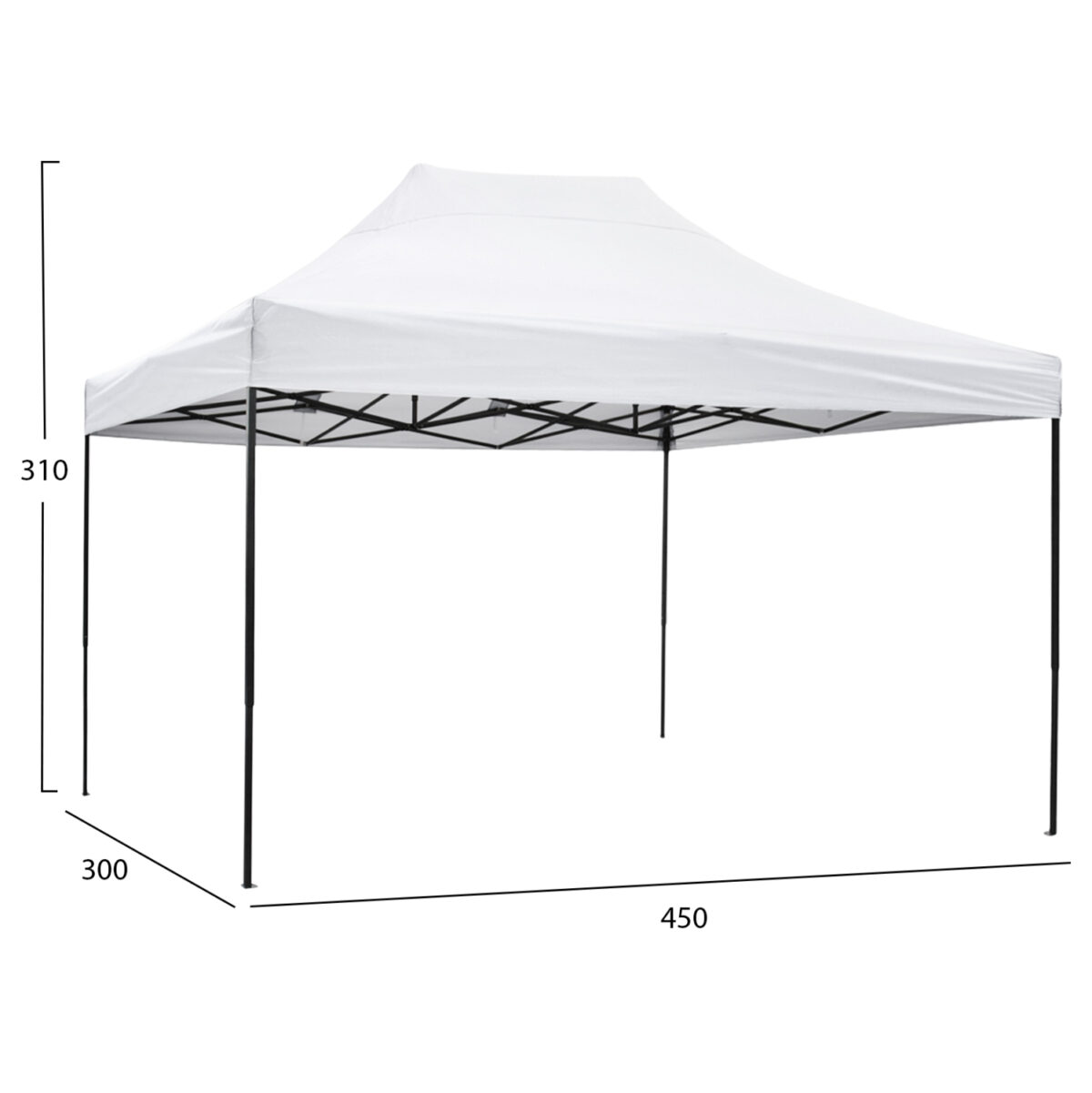 ΚΙΟΣΚΙ/GAZEBO MATTHEW LH10.6311 ΠΤΥΣΣΟΜΕΝΟ-ΣΚΕΛΕΤΟΣ ΜΕΤΑΛ.ΜΑΥΡΟΣ-ΛΕΥΚΟ ΥΦΑΣΜΑ 3x4,5x3,10Yμ - Image 2