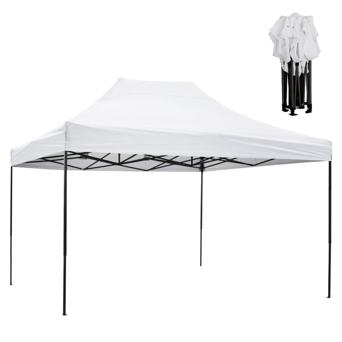 ΚΙΟΣΚΙ/GAZEBO MATTHEW LH10.6311 ΠΤΥΣΣΟΜΕΝΟ-ΣΚΕΛΕΤΟΣ ΜΕΤΑΛ.ΜΑΥΡΟΣ-ΛΕΥΚΟ ΥΦΑΣΜΑ 3x4,5x3,10Yμ - Image 1