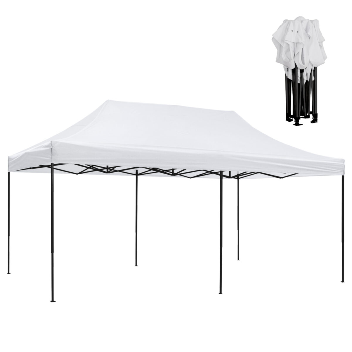 ΚΙΟΣΚΙ/GAZEBO MATTHEW LH10.6312 ΠΤΥΣΣΟΜΕΝΟ-ΣΚΕΛΕΤΟΣ ΜΕΤΑΛ.ΜΑΥΡΟΣ-ΛΕΥΚΟ ΥΦΑΣΜΑ 3x6x3,10Yμ - Image 1