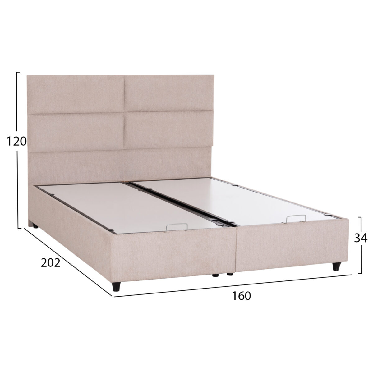 ΚΡΕΒΑΤΙ MILO ΔΙΠΛΟ ΜΕ ΑΠΟΘΗΚΕΥΤΙΚΟ ΧΩΡΟ LH10.622.32 ΜΠΕΖ ΥΦΑΣΜΑ-- ΓΙΑ ΣΤΡΩΜΑ 160x200εκ - Image 3