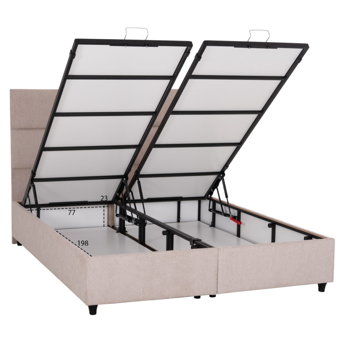 ΚΡΕΒΑΤΙ MILO ΔΙΠΛΟ ΜΕ ΑΠΟΘΗΚΕΥΤΙΚΟ ΧΩΡΟ LH10.622.32 ΜΠΕΖ ΥΦΑΣΜΑ-- ΓΙΑ ΣΤΡΩΜΑ 160x200εκ - Image 4