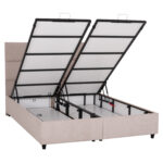 ΚΡΕΒΑΤΙ MILO ΔΙΠΛΟ ΜΕ ΑΠΟΘΗΚΕΥΤΙΚΟ ΧΩΡΟ LH10.622.32 ΜΠΕΖ ΥΦΑΣΜΑ-- ΓΙΑ ΣΤΡΩΜΑ 160x200εκ - Image 4