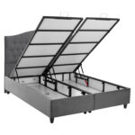 ΚΡΕΒΑΤΙ MALENA ΜΕ ΑΠΟΘΗΚΕΥΤΙΚΟ ΑΠΟ ΓΚΡΙ ΒΕΛΟΥΔΟ LH10.624.10 ΓΙΑ ΣΤΡΩΜΑ 160x200 εκ. - Image 4