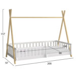 ΚΡΕΒΑΤΙ ΠΑΙΔΙΚΟ ΜΕ ΚΑΓΚΕΛΑ MUNK LH10.21325 ΠΕΥΚΟ ΛΕΥΚΟ/ΦΥΣΙΚΟ--ΜΕ ΣΤΡΩΜΑ 90x190εκ - Image 3