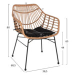 ΠΟΛΥΘΡΟΝΑ ΕΠΑΓΓΕΛΜΑΤΙΚΗ ΜΑΥΡΟ ΜΕΤΑΛΛΟ RATTAN ΜΠΕΖ & ΜΑΞΙΛΑΡΙ LH10.5864.01 58,5x60,5x80 εκ. - Image 2