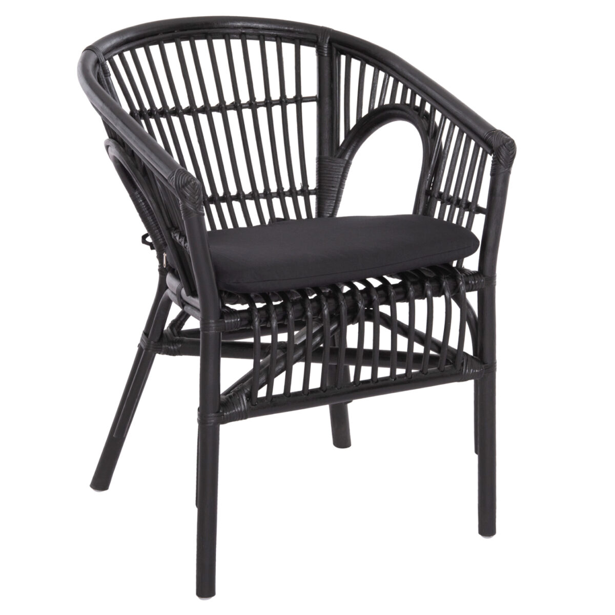 ΠΟΛΥΘΡΟΝΑ DAMPAR LH10.9929.03 RATTAN & ΜΑΞΙΛΑΡΙ ΣΕ ΜΑΥΡΟ 58x63x79Υεκ. - Image 1