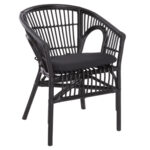 ΠΟΛΥΘΡΟΝΑ DAMPAR LH10.9929.03 RATTAN & ΜΑΞΙΛΑΡΙ ΣΕ ΜΑΥΡΟ 58x63x79Υεκ.
