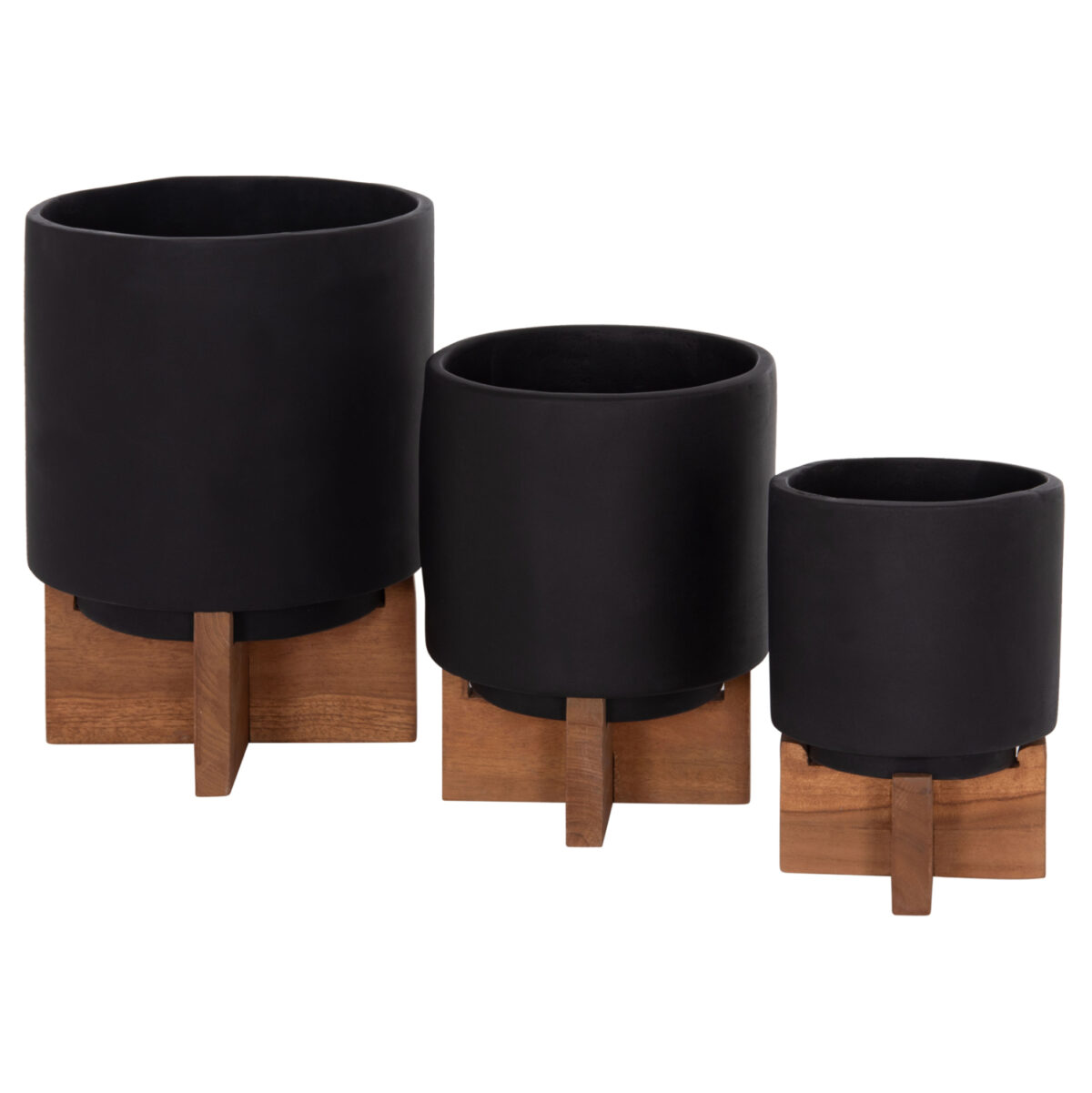 ΣΕΤ 3 ΓΛΑΣΤΡΕΣ ΜΕ TEAK ΒΑΣΕΙΣ TANTI LH10.4685.01 FIBER CEMENT ΣΕ ΜΑΥΡΟ ΧΡΩΜΑ - Image 1