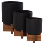 ΣΕΤ 3 ΓΛΑΣΤΡΕΣ ΜΕ TEAK ΒΑΣΕΙΣ TANTI LH10.4685.01 FIBER CEMENT ΣΕ ΜΑΥΡΟ ΧΡΩΜΑ - Image 5