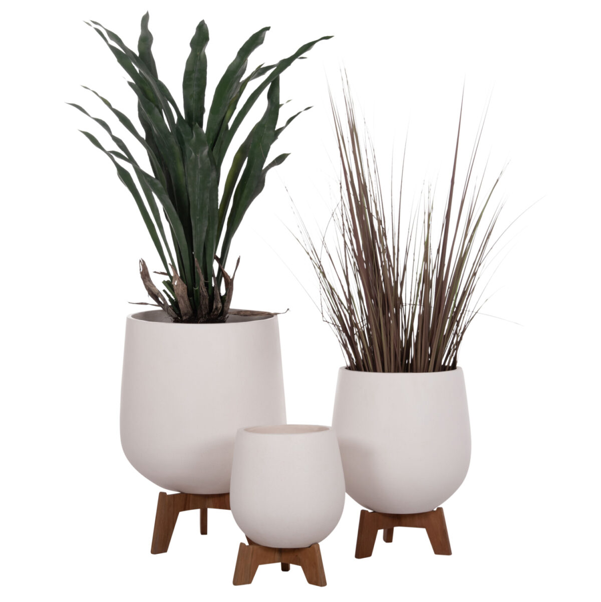 ΣΕΤ 3 ΓΛΑΣΤΡΕΣ ΜΕ TEAK ΒΑΣΕΙΣ TRYLL LH10.4681.02 FIBER CEMENT ΛΕΥΚΟ - Image 1