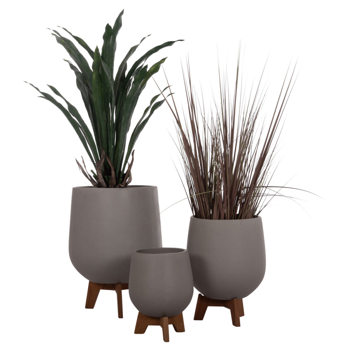 ΣΕΤ 3 ΓΛΑΣΤΡΕΣ ΜΕ TEAK ΒΑΣΕΙΣ TRYLL LH10.4681.03 FIBER CEMENT--ΓΚΡΙ - Image 1
