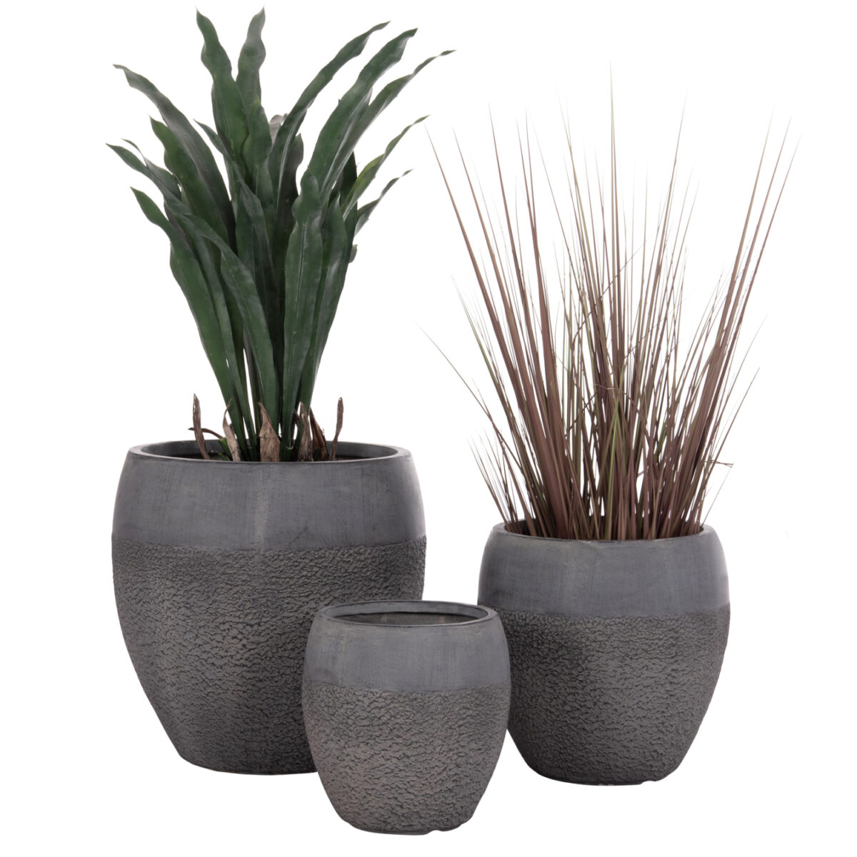 set-3tmch-glastres-fb94725-fiberclay-se- ΣΕΤ 3ΤΜΧ ΓΛΑΣΤΡΕΣ ΣΕΙΡΑ GARDENER LH10.4725 FIBERCLAY-ΣΕ ΣΚΟΥΡΟ CEMENT ΧΡΩΜΑ Φ55x54Υεκ - Image 1