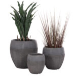 ΣΕΤ 3ΤΜΧ ΓΛΑΣΤΡΕΣ ΣΕΙΡΑ GARDENER LH10.4725 FIBERCLAY-ΣΕ ΣΚΟΥΡΟ CEMENT ΧΡΩΜΑ Φ55x54Υεκ