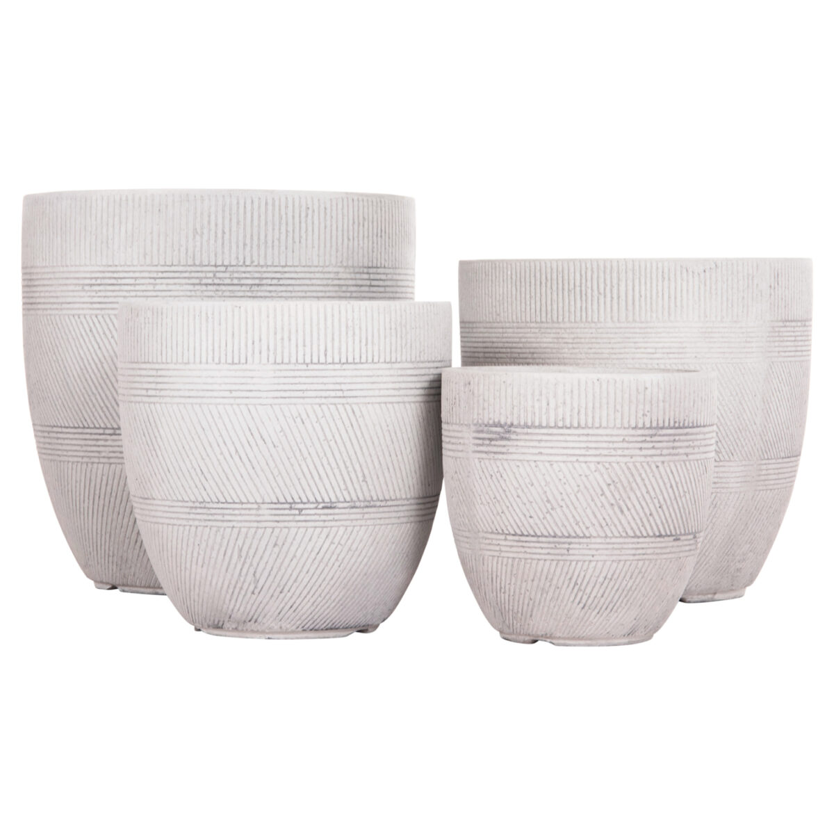 ΣΕΤ 4ΤΜΧ ΓΛΑΣΤΡΕΣ ΣΤΡΟΓΓΥΛΕΣ ΣΕΙΡΑ GARDENER LH10.4719 FIBERCLAY-ΧΡΩΜΑ CEMENT Φ44x43Υεκ - Image 2