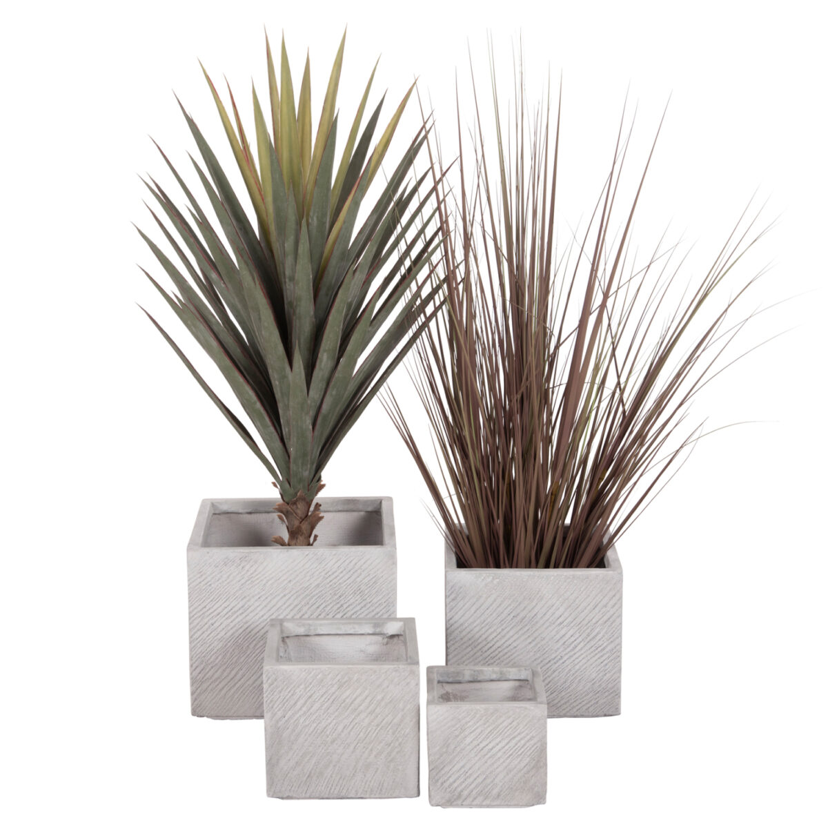 set-4tmch-glastres-tetragones-fb94730-fi ΣΕΤ 4ΤΜΧ ΓΛΑΣΤΡΕΣ ΤΕΤΡΑΓΩΝΕΣ GARDENER LH10.4730 FIBERCLAY ΓΚΡΙ CEMENT 37x37x32Υεκ. - Image 1