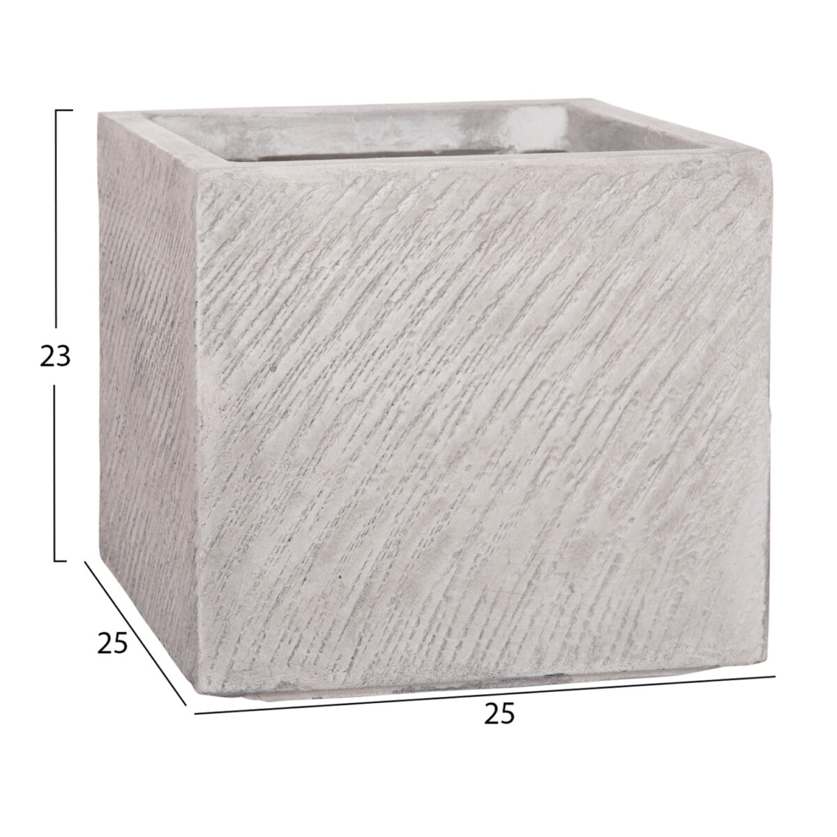 ΣΕΤ 4ΤΜΧ ΓΛΑΣΤΡΕΣ ΤΕΤΡΑΓΩΝΕΣ GARDENER LH10.4730 FIBERCLAY ΓΚΡΙ CEMENT 37x37x32Υεκ. - Image 5