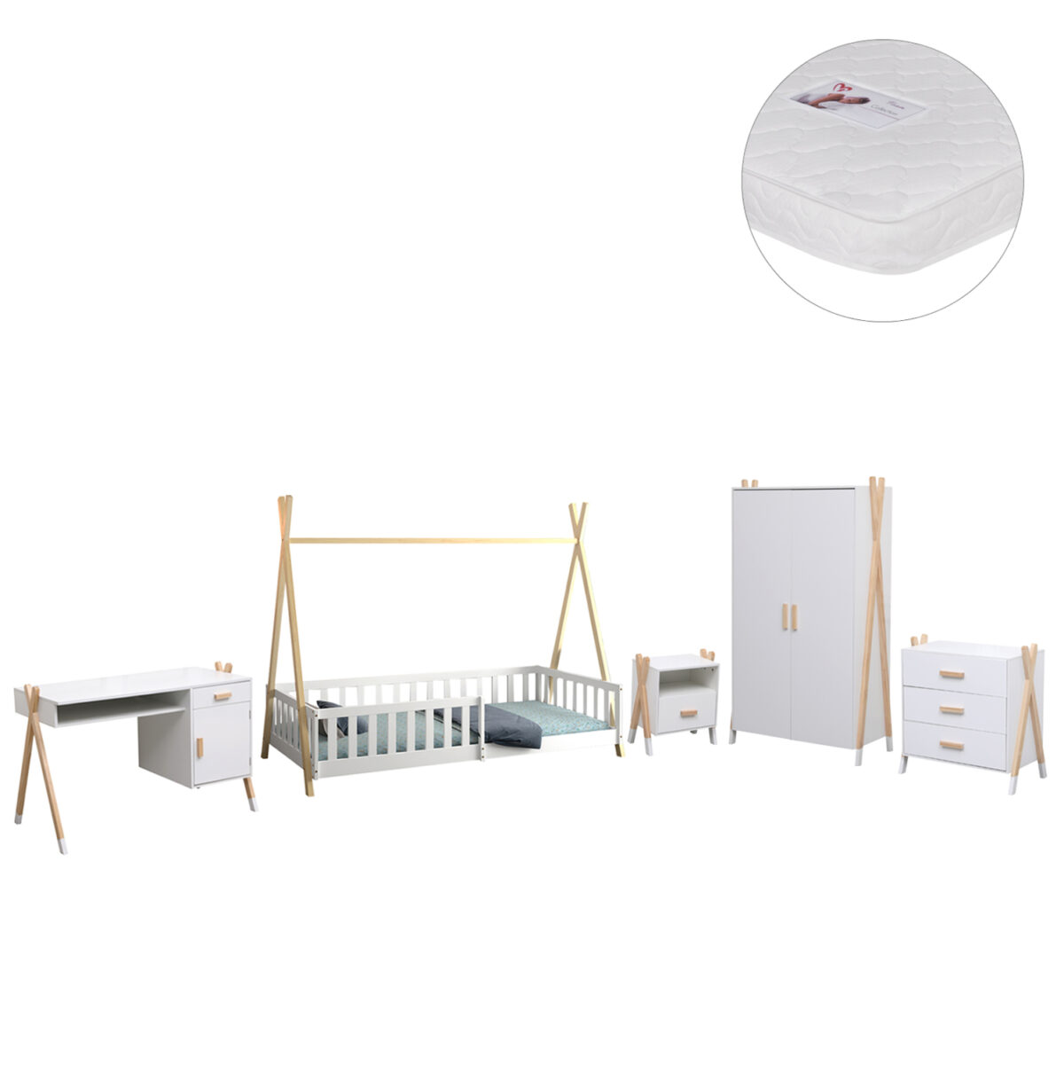 ΣΕΤ ΠΑΙΔΙΚΟΥ ΔΩΜΑΤΙΟΥ 6TMX PASCHAL LH10.21337 ΞΥΛΟ ΠΕΥΚΟΥ--ΜΕΛΑΜΙΝΗ-ΛΕΥΚΟ - Image 1