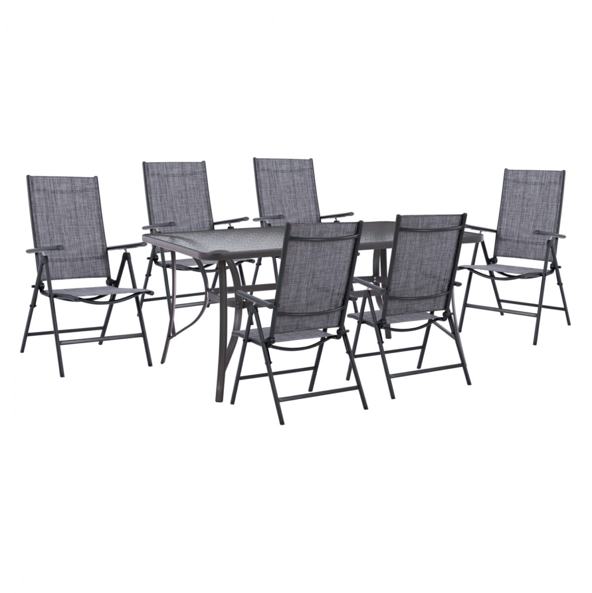 set-trapezaria-7tmch-trapezi-150ch90-me- ΣΕΤ ΤΡΑΠΕΖΑΡΙΑ 7ΤΜΧ ΤΡΑΠΕΖΙ BRUNO 150Χ90 ΜΕ ΠΟΛΥΘΡΟΝΕΣ 7ΘΕΣΕΩΝ ΠΤΥ/ΝΗ ΓΚΡΙ LH10.11478 - Image 1