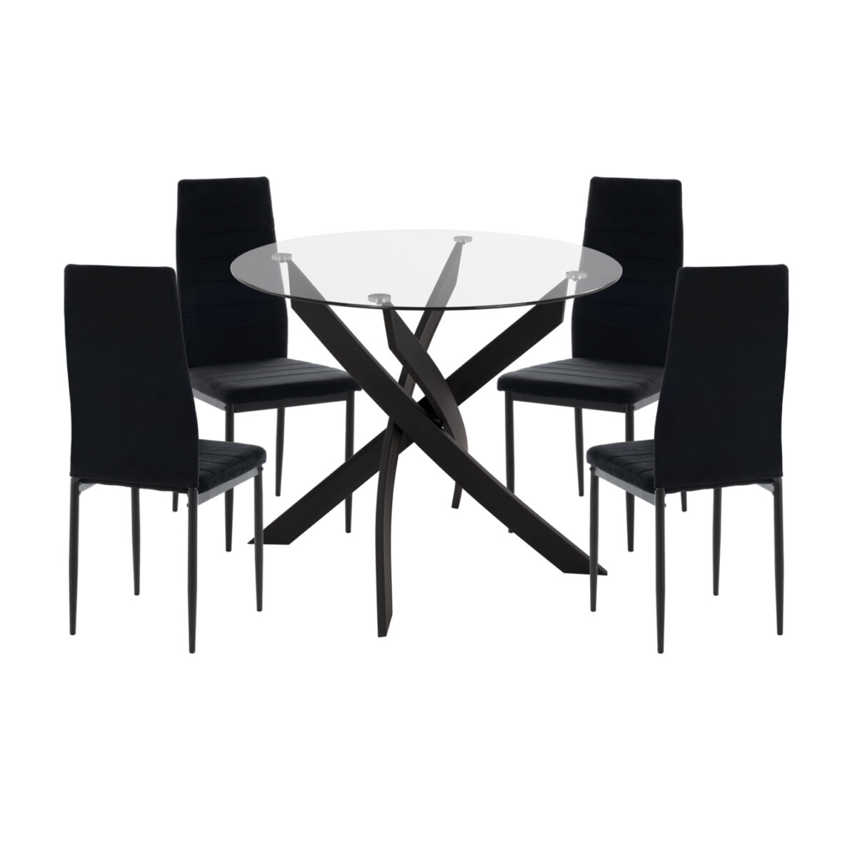 ΣΕΤ ΤΡΑΠΕΖΑΡΙΑΣ 5ΤΜΧ LADY LH10.21199.04 ΓΥΑΛΙ--ΜΕΤΑΛΛΟ & ΒΕΛΟΥΔΟ ΣΕ ΜΑΥΡΟ - Image 1