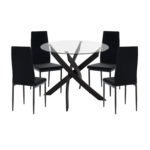 ΣΕΤ ΤΡΑΠΕΖΑΡΙΑΣ 5ΤΜΧ LADY LH10.21199.04 ΓΥΑΛΙ--ΜΕΤΑΛΛΟ & ΒΕΛΟΥΔΟ ΣΕ ΜΑΥΡΟ