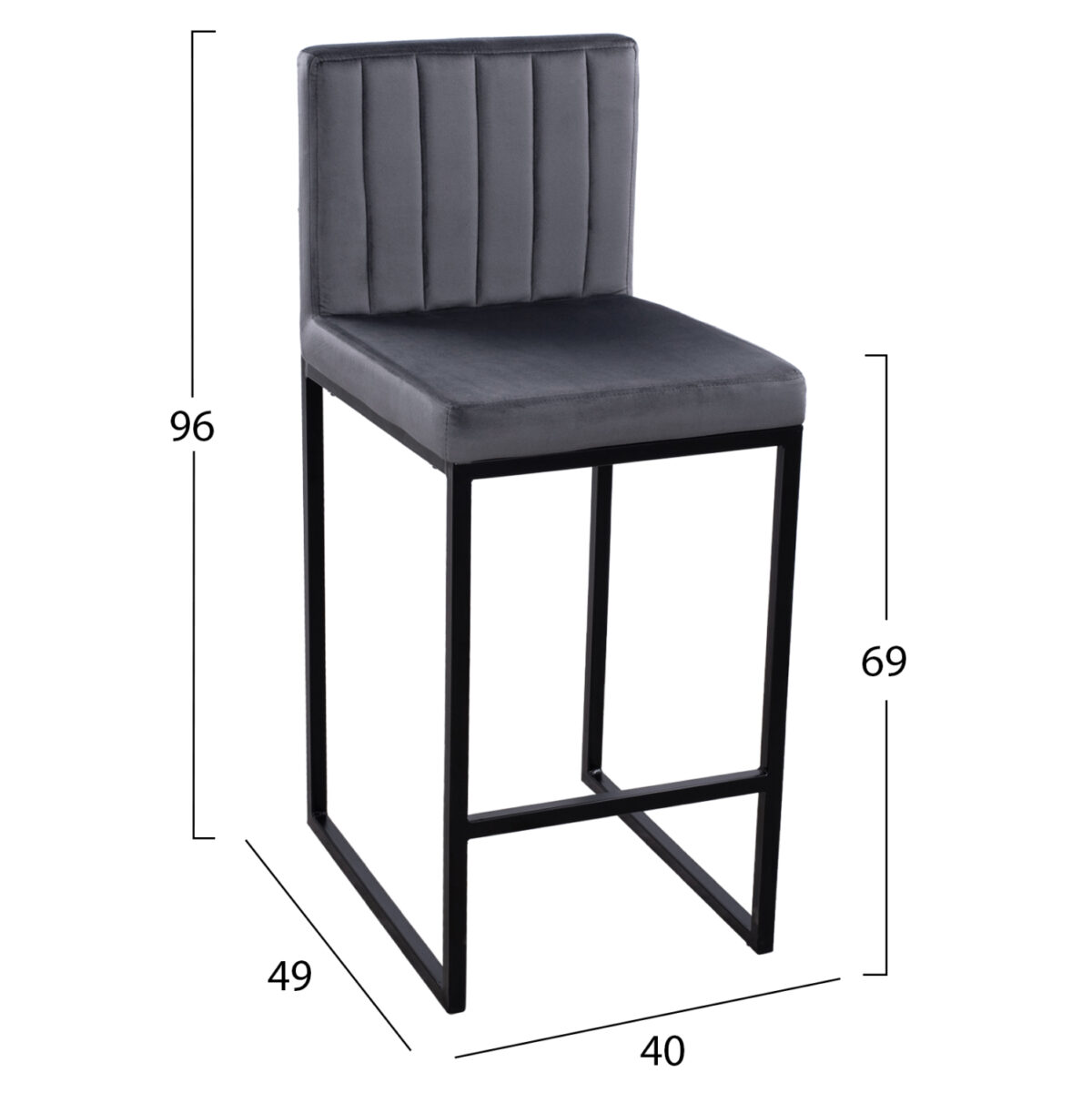 ΣΚΑΜΠΟ ΜΕΣΑΙΟΥ ΥΨΟΥΣ PIPER ΒΕΛΟΥΔΟ ΓΚΡΙ & ΜΑΥΡΟ ΜΕΤΑΛΛΙΚΟ ΣΚΕΛΕΤΟ LH10.8525.01 40x49x96Υ εκ. - Image 2