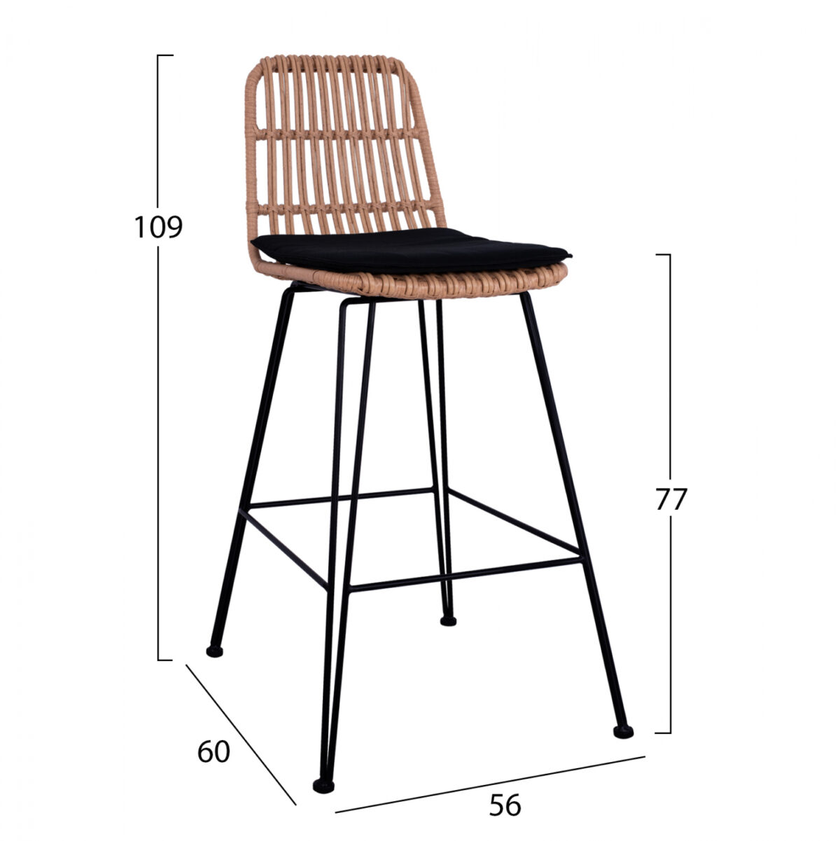 ΣΚΑΜΠΟ ΜΕΤΑΛΛΙΚΟ ΜΕ ΜΑΞΙΛΑΡΙ ALLEGRA LH10.5452 ΜΕ WICKER ΣΕ ΜΠΕΖ ΑΠΟΧΡΩΣΗ 56x60x109 εκ. - Image 2