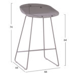 ΣΚΑΜΠΟ ΜΠΑΡ NAILA LH10.9299.10 ΓΚΡΙ ΜΕΣΑΙΟΥ ΥΨΟΥΣ 44x44x74Yεκ. - Image 2