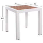 ΤΡΑΠΕΖΙ ΑΛΟΥΜΙΝΙΟΥ SABRA LH10.5403.01 ΛΕΥΚΟ ΜΕ POLYWOOD 45Χ45Χ45,5Y εκ. - Image 2