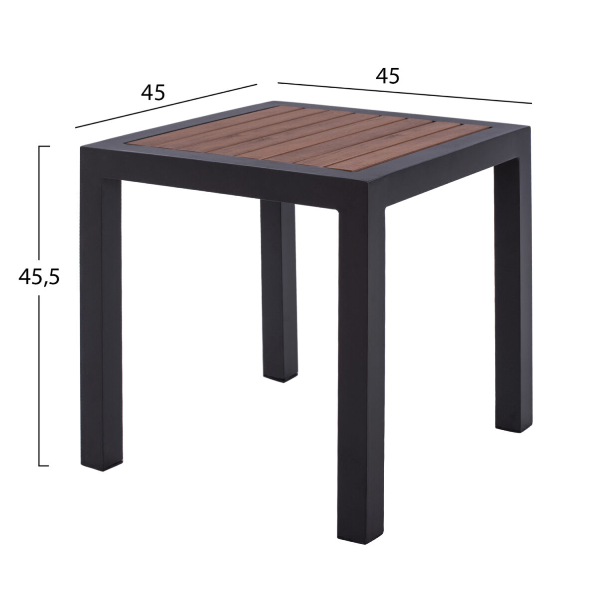 ΤΡΑΠΕΖΙ ΑΛΟΥΜΙΝΙΟΥ SABRA LH10.5403.02 ΓΚΡΙ ΜΕ POLYWOOD 45Χ45X45,5Yεκ. - Image 2