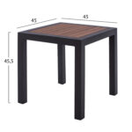 ΤΡΑΠΕΖΙ ΑΛΟΥΜΙΝΙΟΥ SABRA LH10.5403.02 ΓΚΡΙ ΜΕ POLYWOOD 45Χ45X45,5Yεκ. - Image 2