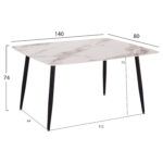 ΤΡΑΠΕΖΙ RAVEN LH10.18149.04 ΚΕΡΑΜΙΚΟ TOP ΜΕ ΟΨΗ ΛΕΥΚΟ/ΚΑΦΕ ΜΑΡΜΑΡΟ 140x80x74Υεκ. - Image 2