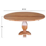 ΤΡΑΠΕΖΙ ΣΤΡΟΓΓΥΛΟ VEDU LH10.9464.01 ΤΕΑΚ ΞΥΛΟ ΣΚΑΛΙΣΤΟ ΠΟΔΙ Φ150x78Υεκ. - Image 2