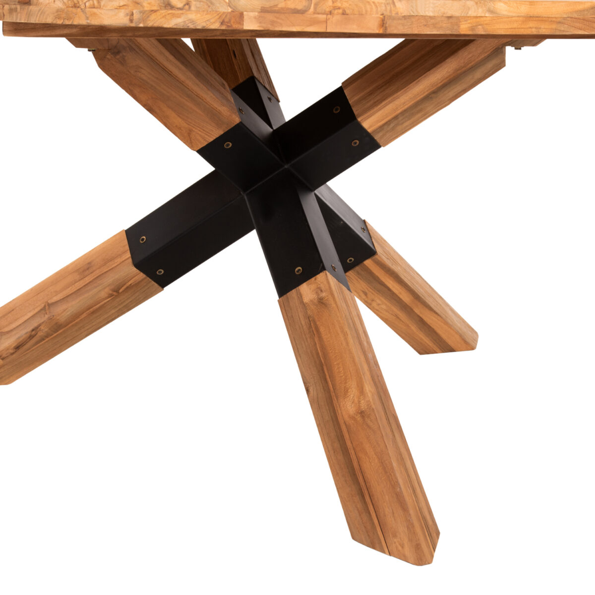 ΤΡΑΠΕΖΙ ΤΡΑΠΕΖΑΡΙΑΣ ΣΤΡΟΓΓΥΛΟ KATTE LH10.9559 ΞΥΛΟ ΤΕΑΚ-ΧΙΑΣΤΙ ΠΟΔΙΑ ΜΕ ΜΕΤΑΛΛΟ Φ150x78Υεκ. - Image 5