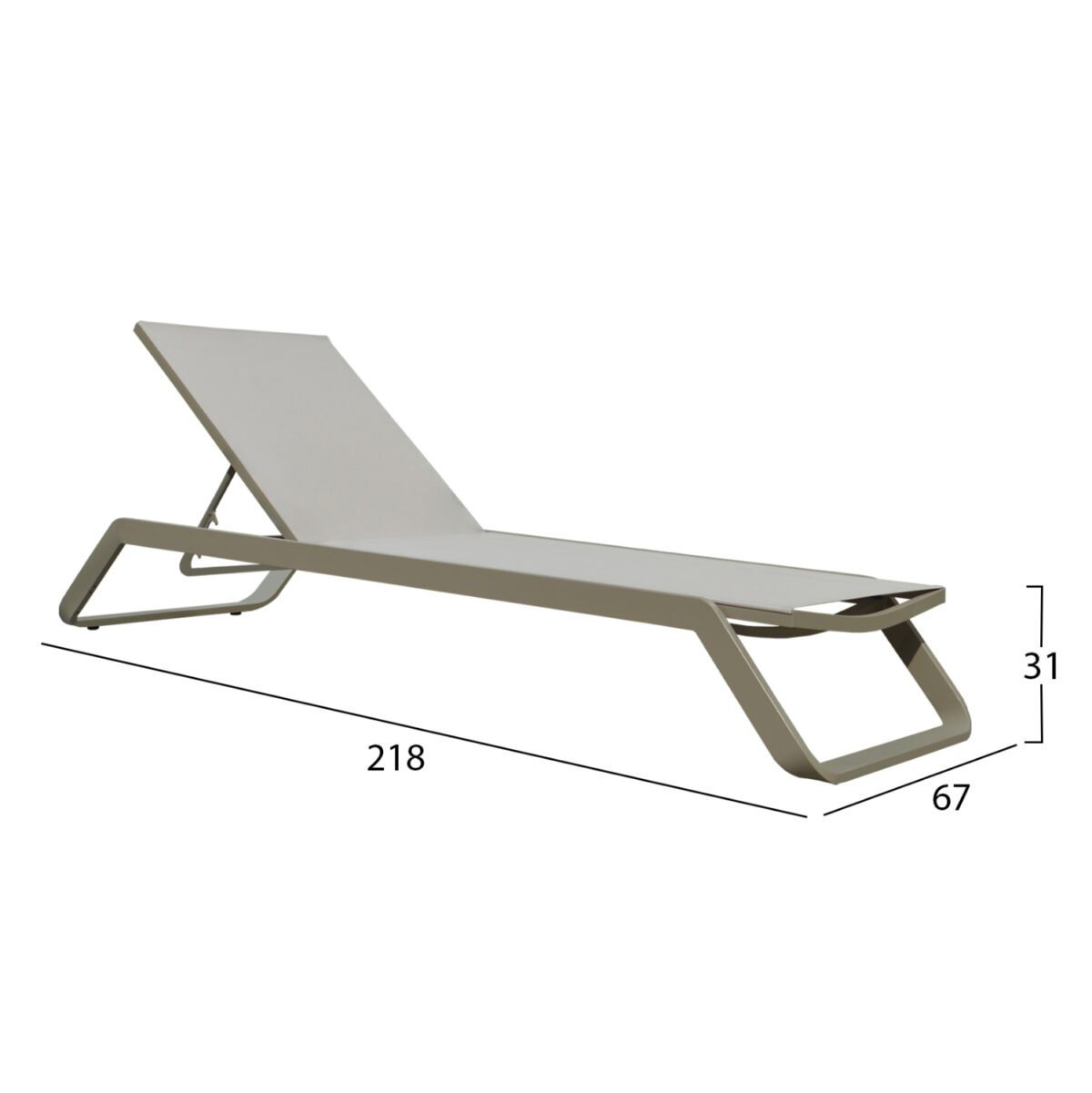 ΞΑΠΛΩΣΤΡΑ ΑΛΟΥΜΙΝΙΟΥ MARIMAR LH10.6562.03 ΣΚΕΛΕΤΟΣ TAUPE & TEXTILENE ΜΠΕΖ 220x67.5x31.5Υεκ - Image 2