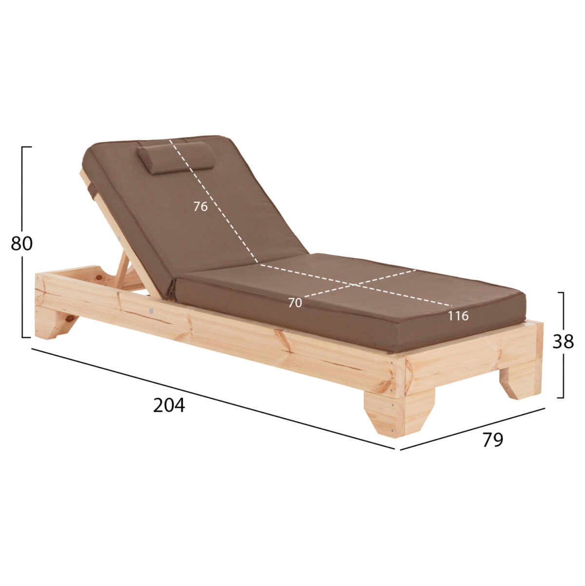 ΞΑΠΛΩΣΤΡΑ ΜΕ ΜΑΞΙΛΑΡΙ ΚΟΡΙΝΟΣ LH10.10777.04T ΞΥΛΟ ΠΕΥΚΟΥ--TEXTILENE ΜΟΚΑ 79x204x80Υεκ - Image 2