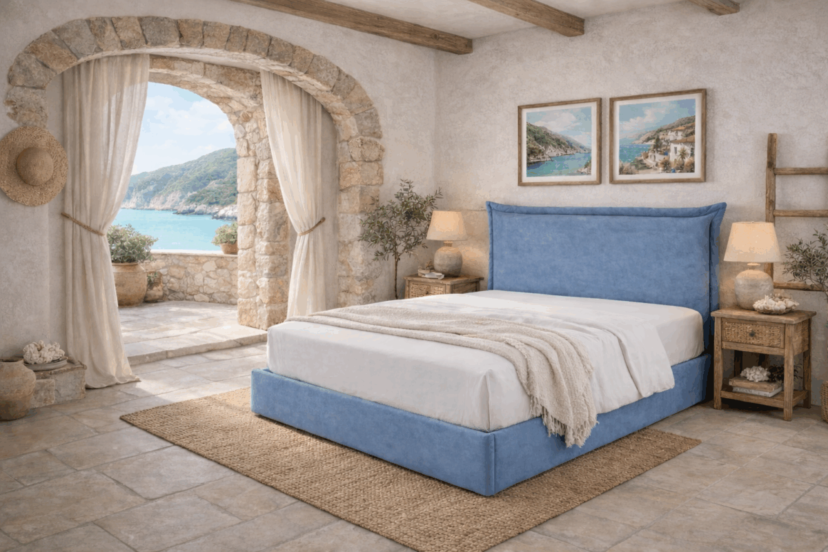 ΚΡΕΒΑΤΙ ΜΕ ΥΦΑΣΜΑ ΑΔΙΑΒΡΟΧΟ ΚΑΙ ΑΛΕΚΙΑΣΤΟ 150/160/180×200εκ. “ΙΘΑΚΗ” - Image 1