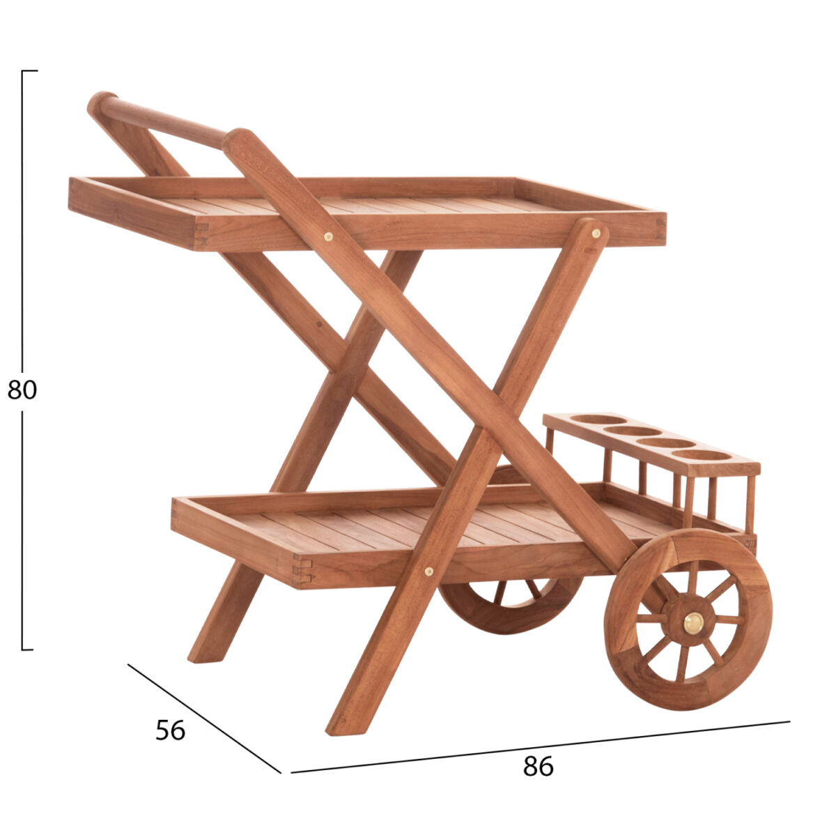 ΔΙΣΚΟΣ ΣΕΡΒΙΡΙΣΜΑΤΟΣ ΣΕ ΤΡΟΛΕΥ ALFRED LH10.4579 ΞΥΛΟ TEAK--ΦΥΣΙΚΟ 86x56x80Υεκ. - Image 2