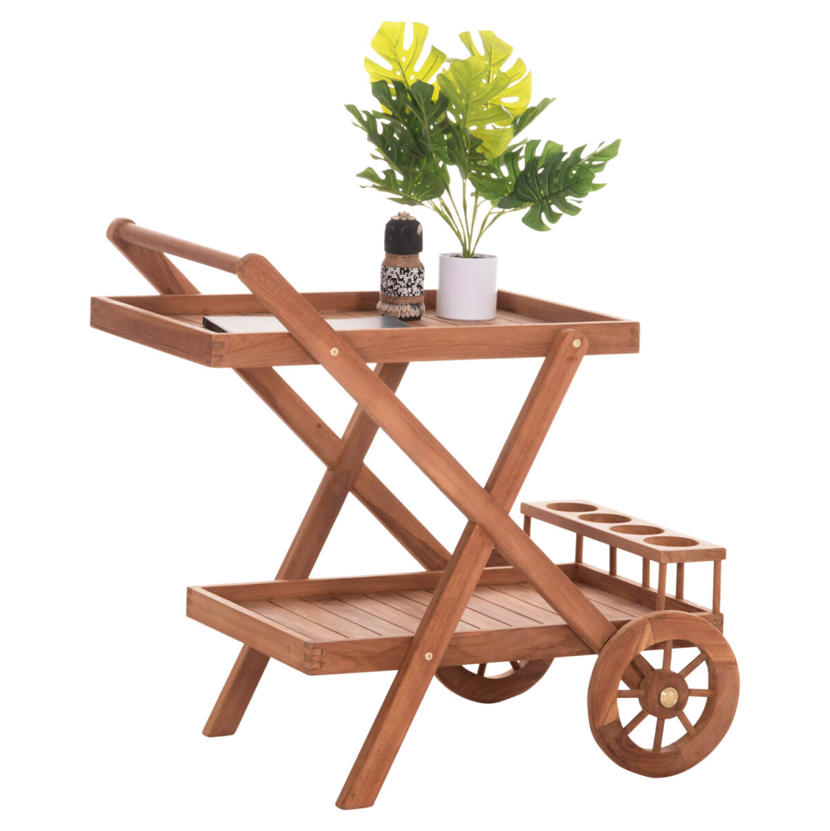 ΔΙΣΚΟΣ ΣΕΡΒΙΡΙΣΜΑΤΟΣ ΣΕ ΤΡΟΛΕΥ ALFRED LH10.4579 ΞΥΛΟ TEAK--ΦΥΣΙΚΟ 86x56x80Υεκ. - Image 1