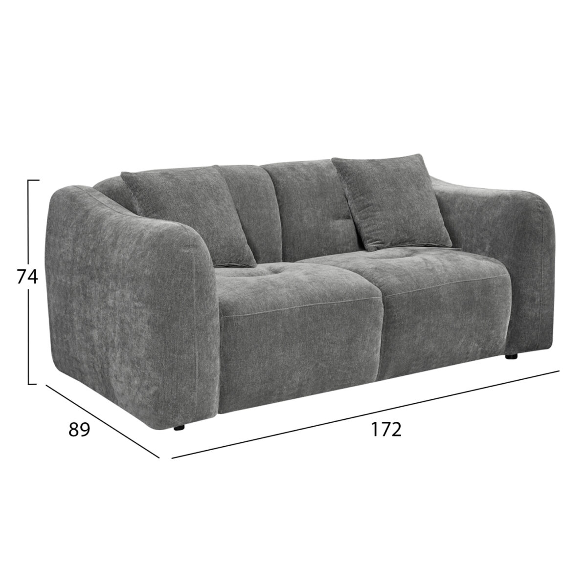 ΚΑΝΑΠΕΣ 2-ΘΕΣΙΟΣ JUNOA LH10.3334.01 ΓΚΡΙ ΥΦΑΣΜΑ 172x89x74Υεκ - Image 2