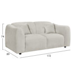 ΚΑΝΑΠΕΣ 2-ΘΕΣΙΟΣ JUNOA LH10.3334.02 ΕΚΡΟΥ ΥΦΑΣΜΑ 172x89x85Υεκ - Image 2