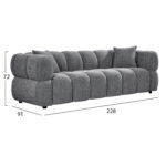 ΚΑΝΑΠΕΣ 3-ΘΕΣΙΟΣ NORIKA LH10.3331.01 ΓΚΡΙ ΥΦΑΣΜΑ 220x88x85Υεκ. - Image 2